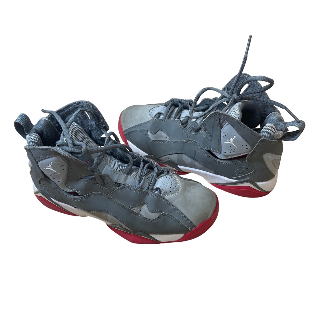 Jordan True Flight Kids Sneakers Gray Red Basketball Shoes Size 6.5Y